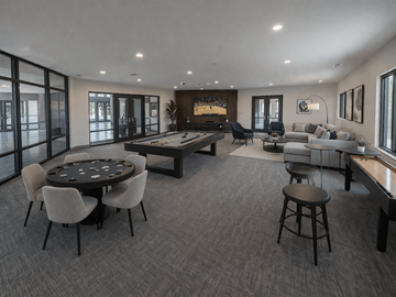 Idaho Falls apartment for rent - A modern living room with a dining table and chairs.