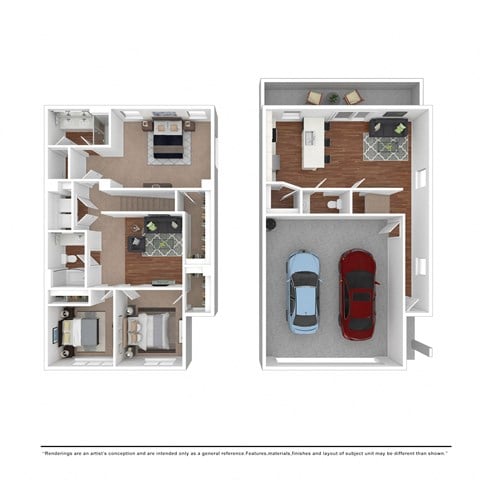 Floor plan for 3 beds, 2.5 baths, 1440 sqft