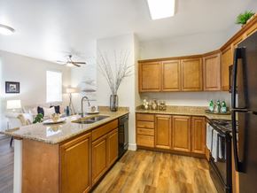 Midvale apartment for rent - Kitchen with Black Appliances at San Moritz
