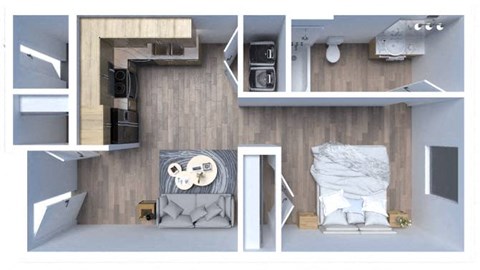 Floor plan for studio, 1 bath, 501 sqft
