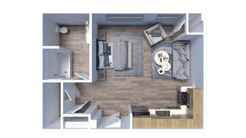 Floor plan for studio, 1 bath, 475 sqft