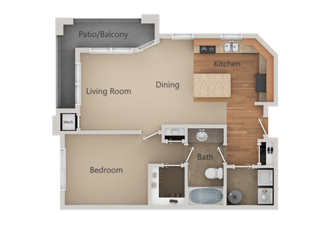 Floor plan for studio, 783 sqft