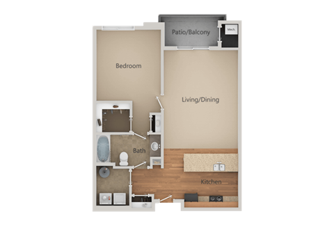 Floor plan for studio, 792 sqft