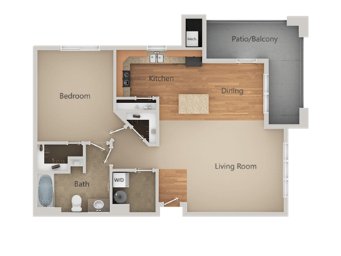 Floor plan for studio, 849 sqft