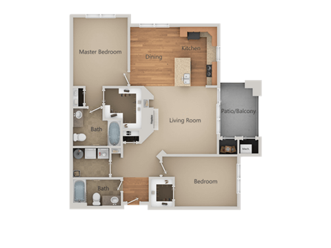 Floor plan for studio, 1174 sqft
