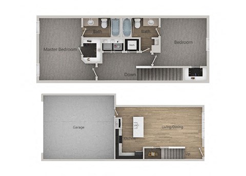 Floor plan for 2 beds, 2 baths, 1182 sqft