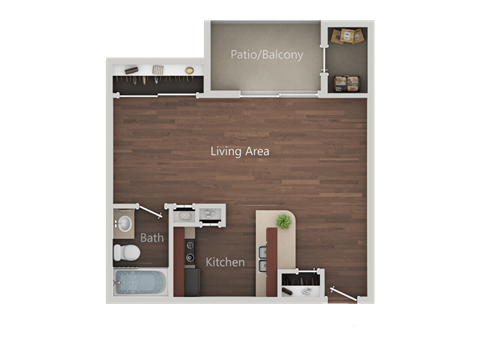 Floor plan for studio, 1 bath, 440 sqft