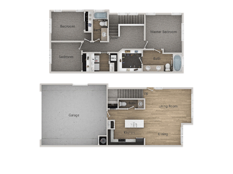 Floor plan for 3 beds, 2.5 baths, 1439 sqft