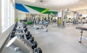American Fork townhouse for rent - Free Weights in Fitness Center at Parc on 5th Apartments and Townhomes in American Fork Utah