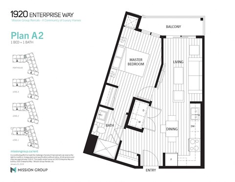 Floor plan for 1 bed, 1 bath, 601 sqft