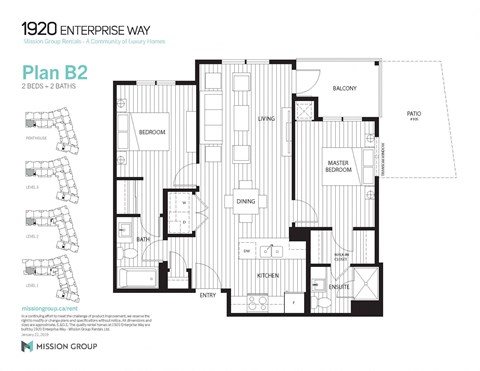 Floor plan for 2 beds, 2 baths, 777 sqft