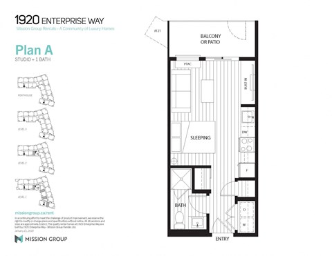 Floor plan for studio, 1 bath, 312 sqft