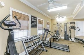 Sandersville apartment for rent - A well-equipped home gym with a variety of exercise machines.