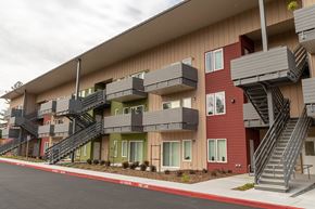 Healdsburg apartment for rent - Apartment complex with staircases leading to the upper floors.