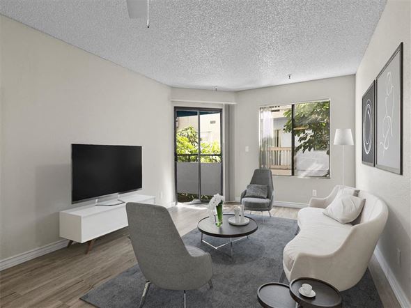 San Pedro apartment for rent - a living room with a couch and a tv at Harbor Terrace Apartments, California