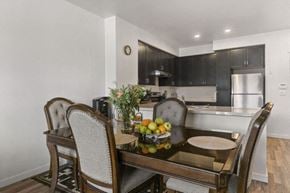 Morgan Hill apartment for rent - a kitchen and dining room with a table and chairs