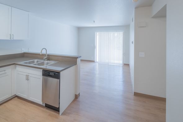 Redondo Beach apartment for rent - A kitchen with a sink and a dishwasher.