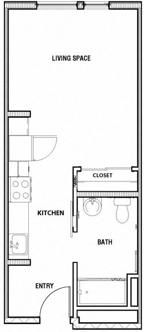 Floor plan for studio, 415 sqft