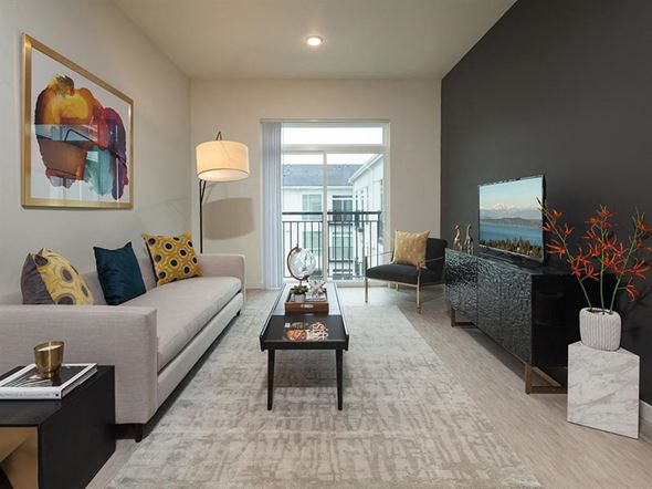 Bothell apartment for rent - a living room with a couch and a table