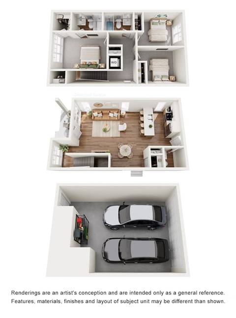 Floor plan for 3 beds, 2 baths, 1347 sqft