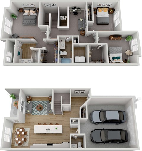 Floor plan for 3 beds, 2.5 baths, 1807 sqft