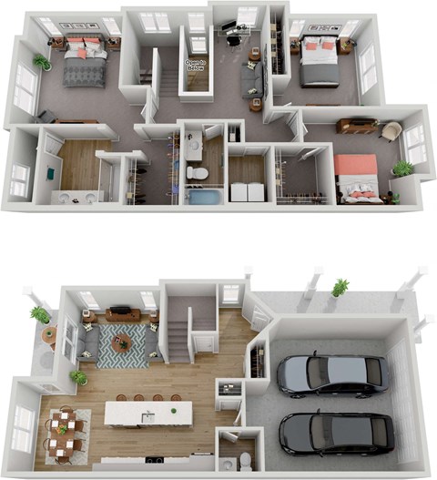 Floor plan for 3 beds, 2.5 baths, 1737 sqft