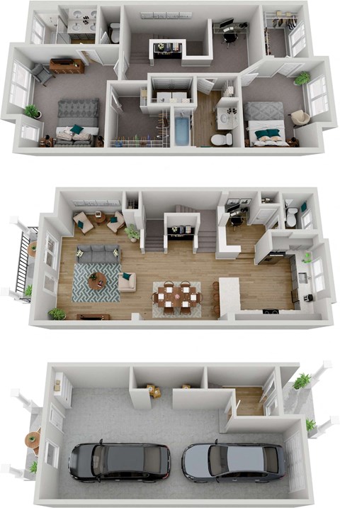 Floor plan for 2 beds, 2.5 baths, 1617 sqft