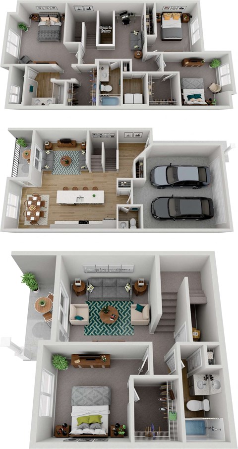 Floor plan for 4 beds, 3.5 baths, 2330 sqft