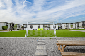 Nashville apartment for rent - A soccer goal stands in the middle of a grassy field.