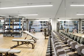 Los Angeles apartment for rent - a fully equipped gym with cardio equipment and weights