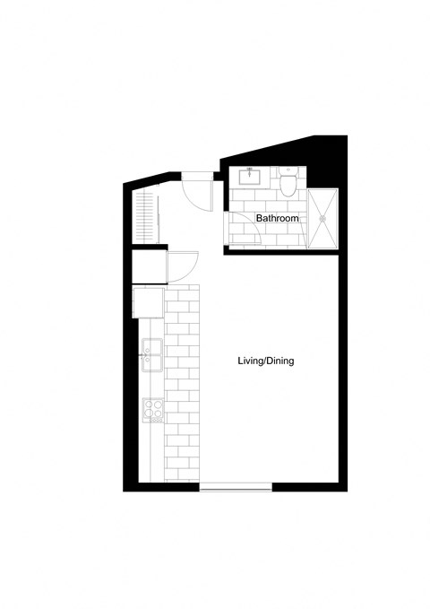 Floor plan for studio, 1 bath, 469 sqft