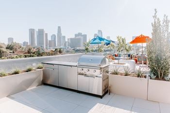 Expansive rooftop deck with bbq, fire pits, and amazing views