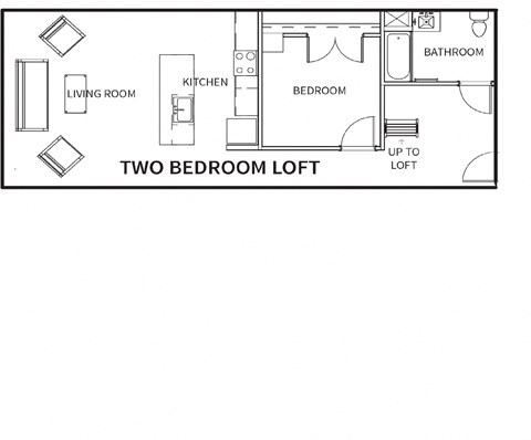 Floor plan for 2 beds, 1 bath