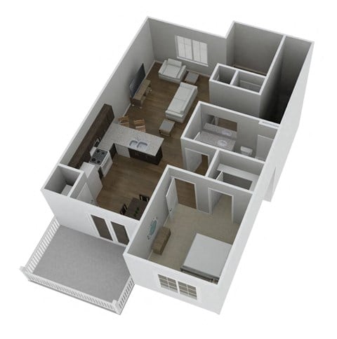 Floor plan for 1 bed, 1 bath, 790 sqft
