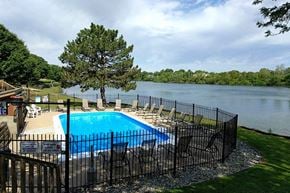 Wichita apartment for rent - the pool is overlooking the lake at the resort