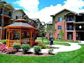 Wichita apartment for rent - a gazebo in the middle of an apartment complex