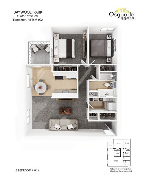 Floor plan for 2 beds, 1 bath, 850 sqft