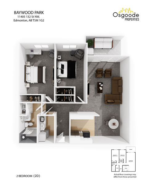 Floor plan for 2 beds, 1 bath, 850 sqft