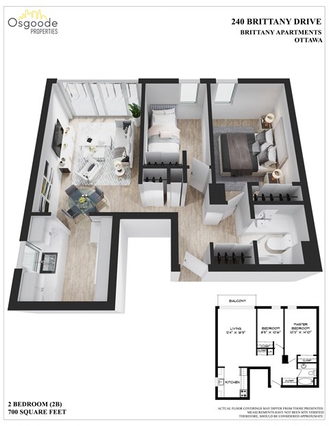Floor plan for 2 beds, 1 bath, 662 sqft