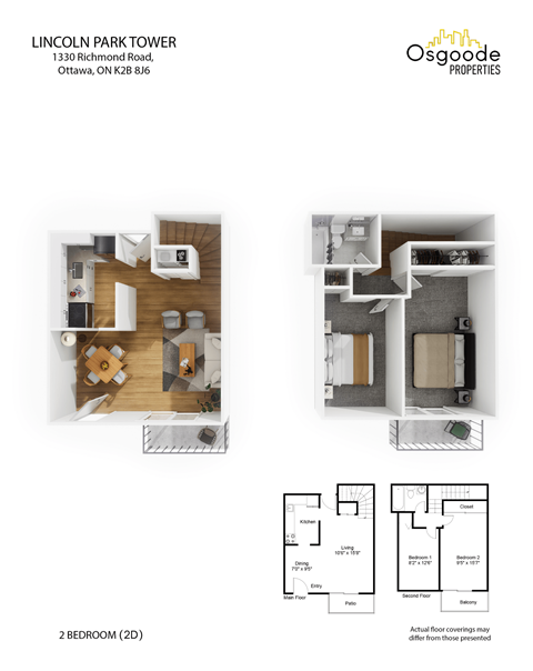 Floor plan for 2 beds, 1 bath, 731 sqft