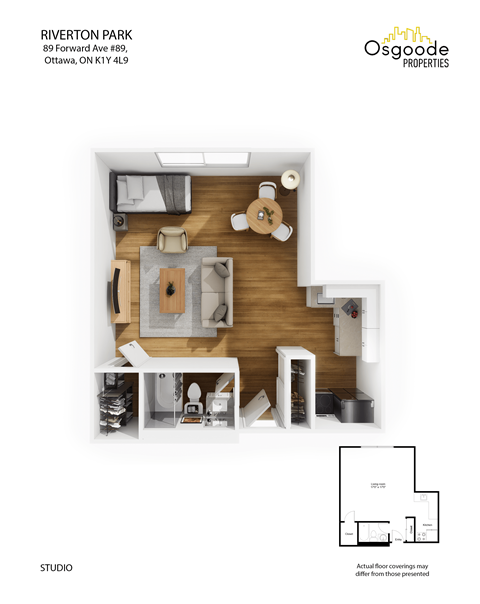 Floor plan for studio, 1 bath, 510 sqft