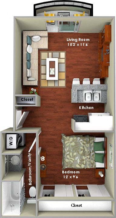 Floor plan for studio, 1 bath, 541 sqft