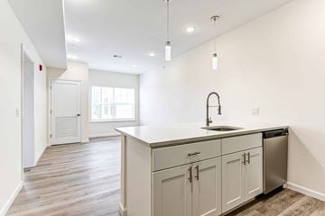 Philadelphia apartment for rent - A kitchen with a sink and cabinets.