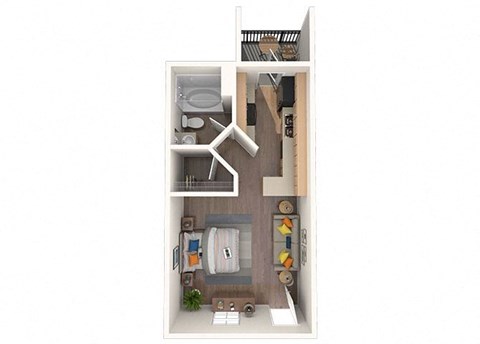 Floor plan for studio, 1 bath, 443 sqft