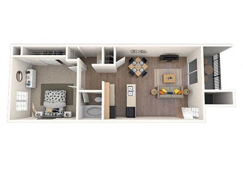 Floor plan for 1 bed, 1 bath, 720 sqft