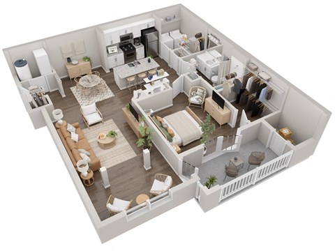 Floor plan for 1 bed, 1 bath, 966 sqft