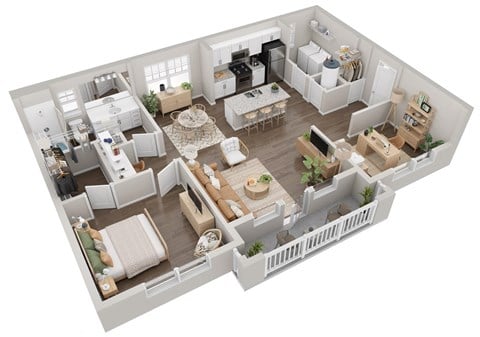 Floor plan for 1 bed, 1 bath, 1006 sqft
