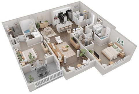 Floor plan for 2 beds, 2 baths, 1240 sqft