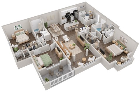 Floor plan for 3 beds, 2 baths, 1438 sqft