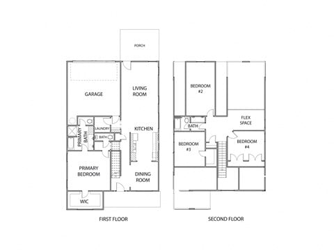 Floor plan for 4 beds, 3 baths, 2820 sqft